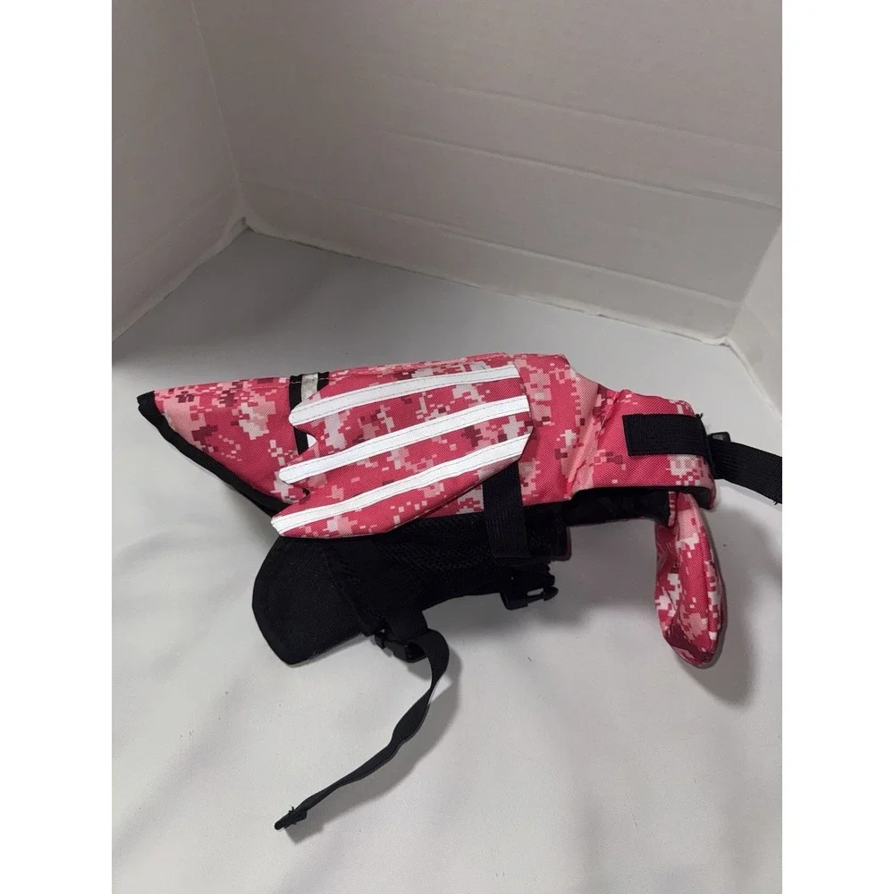Small Dog life jacket, Pink Camp Adjustable Reflective with wings and Handle